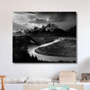 Ansel Adams Leinwand Wandkunst, Grand Teton Snake River Kunst Vintage Fotos Dekor Büro und Haus Nationalpark Wyoming Dekor Wandkunst Leinwand