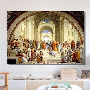 The School of Athens Canvas Wall Art,Raphael Art,Fresco Stanze di Raffaello Vatican, Plato, Aristotle,Famous Art,Modern Poster, Socrates Art