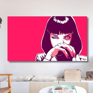 Pulp Fiction Mia Wallace Canvas Wall Art  Pulp Fiction Mia Wallace Canvas Prints  Living Room Decor Movies Art Print Trendy Wall Art Print
