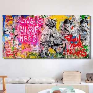 Graffiti Art &#39;&#39;Love is All We Need&#39;&#39; Banksy Follow Your Dreams Graffiti Street Art Banksy Canvas Wall Art Home Decor Banksy Canvas Print