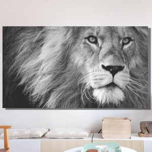 Black And White Lion Poster Lion Canvas Print Lion Wall Decor Lion Face Lion Photo Lion Wall Art Lion Poster Lion Print Large