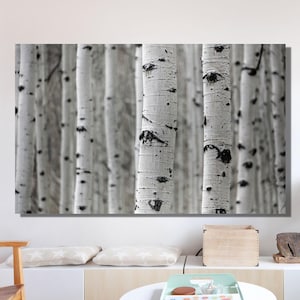 Birch Forest Canvas Wall Art Forest Poster Forest Black and White Landscape Print Art Modern Wall Art Home Decor Art Extra Large Canvas Wall