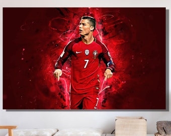 Cristiano Ronaldo Poster, Kids Gift, Ronaldo Canvas Print, Man Cave Decoration,Portugal Print , CR7 Gift, Cristiano Ronaldo Canvas Wall Art