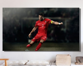Cristiano Ronaldo Poster,Ronaldo Canvas Print, Man Cave Decoration,Portugal Print , CR7 Gift, Cristiano Ronaldo Canvas Wall Art, Kids Gift