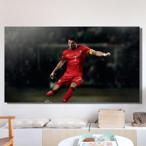 Cristiano Ronaldo Poster,Ronaldo Canvas Print, Man Cave Decoration,Portugal Print , CR7 Gift, Cristiano Ronaldo Canvas Wall Art, Kids Gift