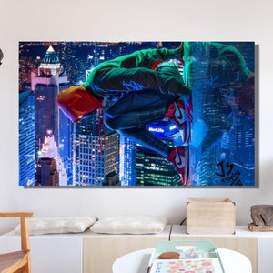 IIID Spider Movie Man Across The Spider-Verse Miles Morales Poster for Room  Aesthetic Poster 90s Canvas Wall Art Room Aesthetic Decor Posters 30 *