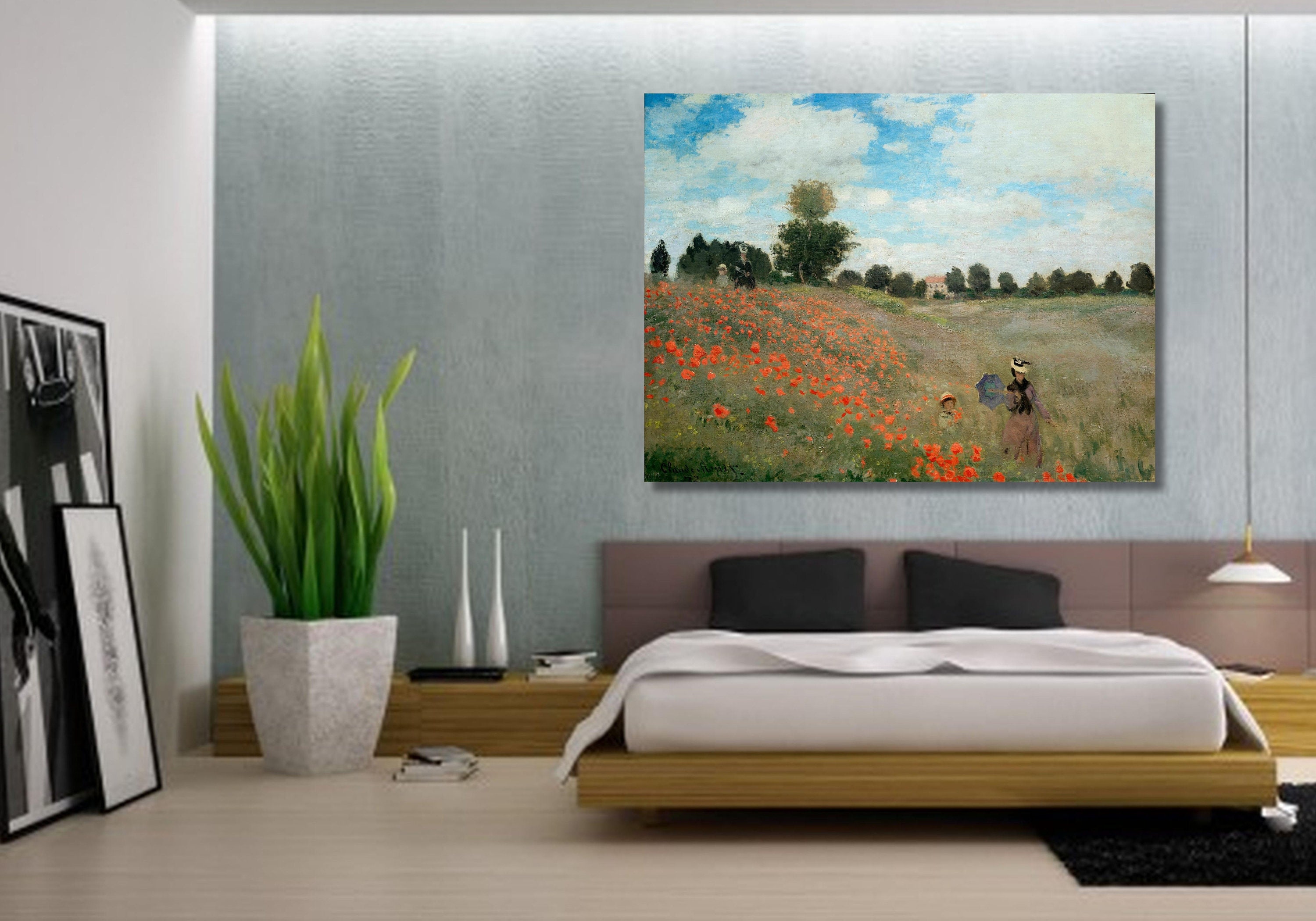 Claude Monet Poppy Field argenteuil 1814 Canvas Giclee Wall Art Print ...