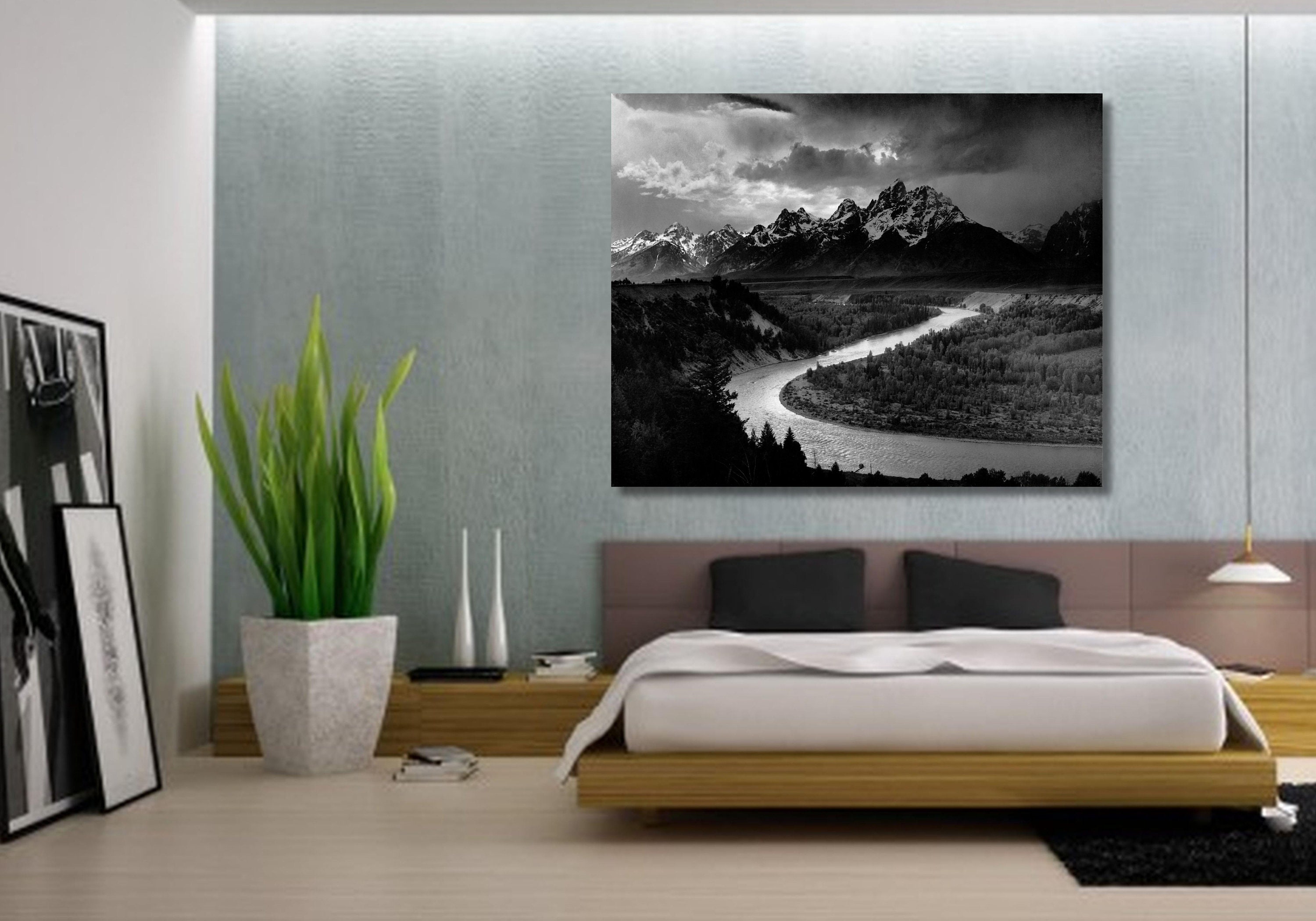 Ansel Adams Canvas Wall Art, Grand Teton Snake River Art Vintage Photos ...