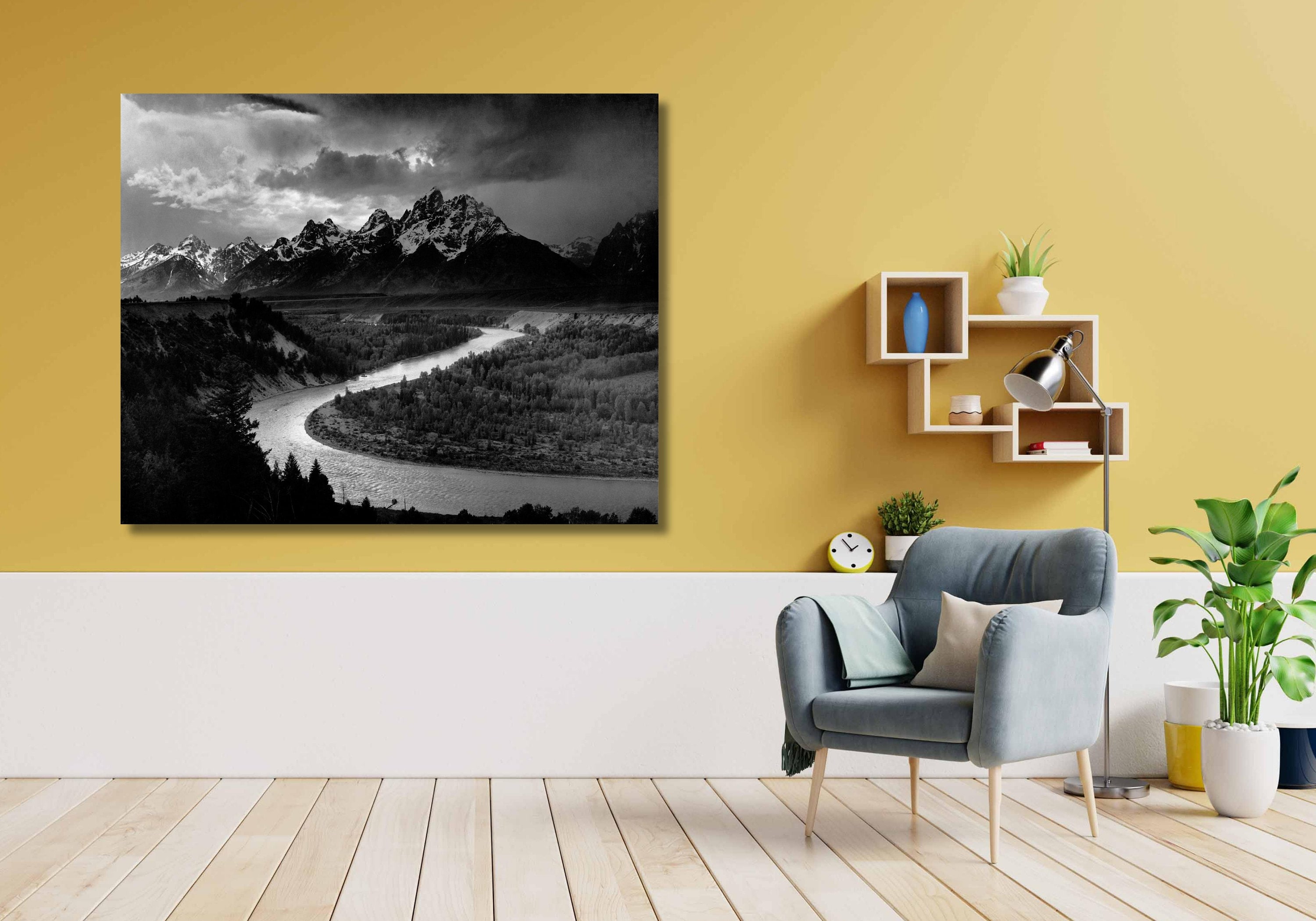 Ansel Adams Canvas Wall Art, Grand Teton Snake River Art Vintage Photos ...