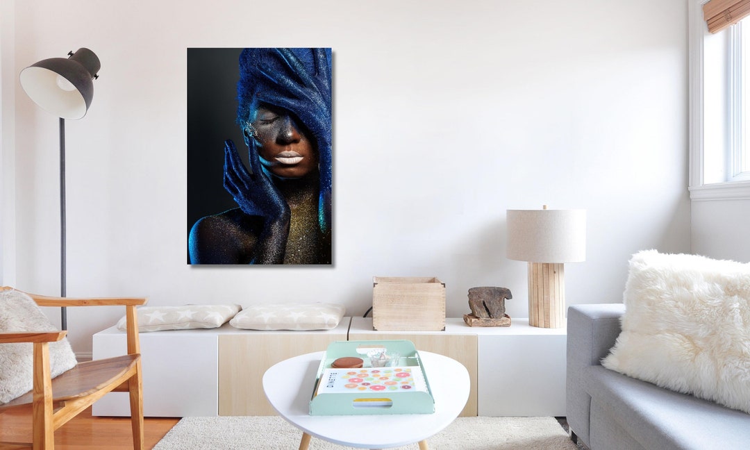 African Canvas Art Black Woman Blue Art Canvas Print Picture Wall Arts ...