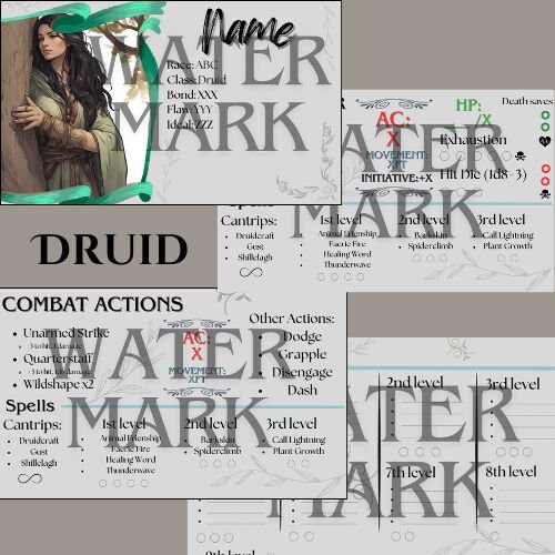 Customizable D&D Character Reference Cards laminated 5x7 Declutter ...