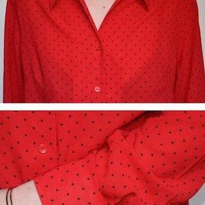 Vintage Gianna red polka dot, Silky Secretary Blouse Sz. 12