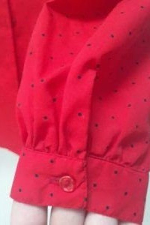 Vintage Gianna red polka dot, Silky Secretary Blo… - image 5