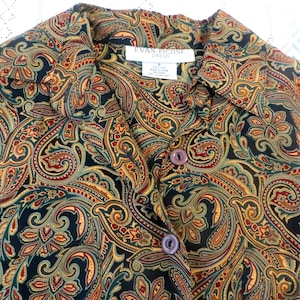 Vintage Evan Picone Silk Paisley  Dress, Midi Size 6 Secretary Dress
