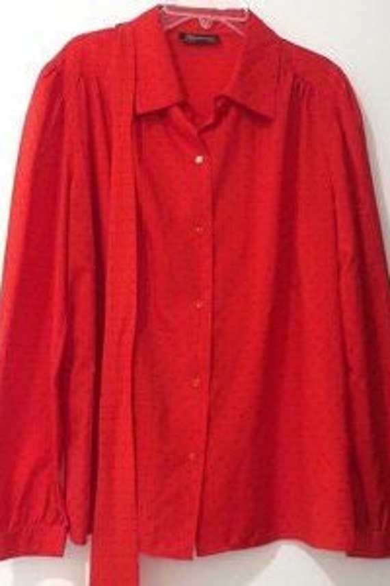 Vintage Gianna red polka dot, Silky Secretary Blo… - image 2