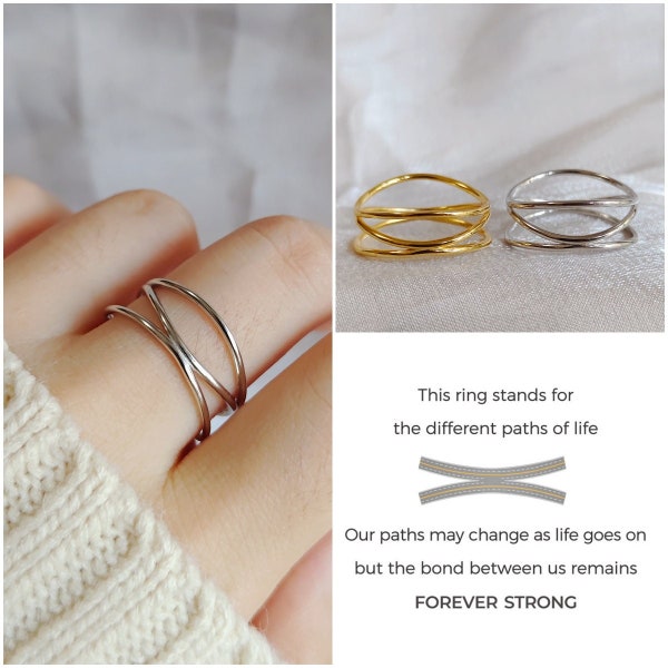 To My Best Friend - Our Bond Remains Forever Strong Crossover Ring - Unique Jewelry Gift - Birthday Gift - Gift For Her -Bridesmaid Gift