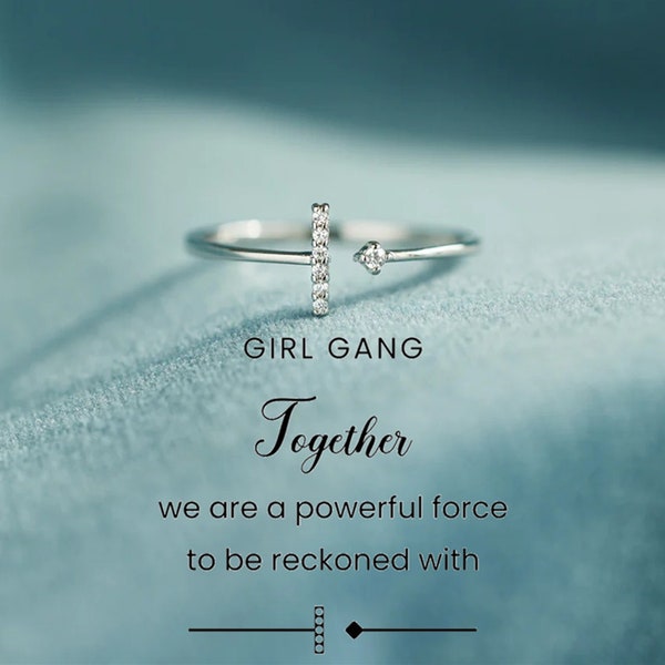 Girl Gang Minimalist T-förmiger Ring, Mädchen Bande zusammen, Wir sind eine starke Kraft, mit der man rechnen muss, Brautjungfer Geschenke, Geschenk für den besten Freund