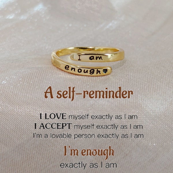 A Self-reminder Gift, Sterling Silver I Am Enough Ring, Love Yourself Ring, Birthday Gift For Her, Gift For Self, Promise Ring For Self