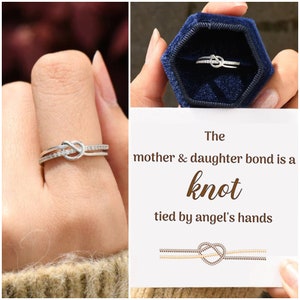 To My Daughter Double Band Knot Ring, The Mother & Daughter Bond Is A Knot Tied By Angel’s Hands,Birthday Gift, Graduation Gift For Daughter