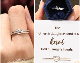 To My Daughter Double Band Knot Ring, The Mother & Daughter Bond Is A Knot Tied By Angel’s Hands,Birthday Gift, Graduation Gift For Daughter