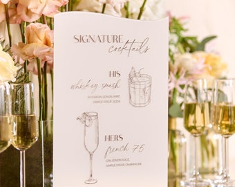 Acrylic Wedding Bar Sign - Wedding Signature Drinks Sign - Gold Mirror Wedding Sign - Neutral Wedding Decor - Beige Reception Sign