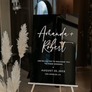 Black Acrylic Welcome Wedding Sign - Modern Wedding Sign - Reception Sign - Wedding Ceremony Decor - Wedding Welcome Sign