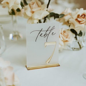 Wedding Table Numbers - Frosted Acrylic 3D Gold Mirror Table Numbers - Wedding Table Signs - Wedding Table Decor - Reception Signs
