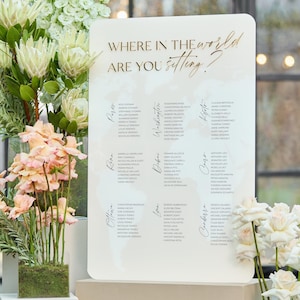 Sitzplan auf der Weltkarte - Hochzeitssitzplan - Reisehochzeitsthema - Individuelles Hochzeitsschild