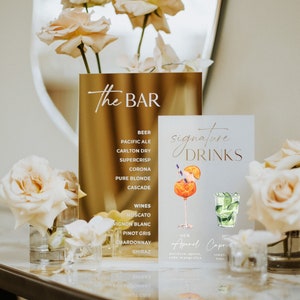 Hochzeit Barschild Gold Spiegel - Signature Drinks Schild - Acryl Hochzeit Bar Menü - Bar Beschilderung - His and Hers Drinks