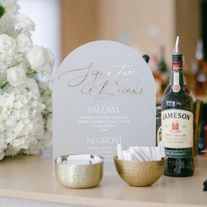 Wedding Signature Drinks Sign - His and Hers Drinks - Frosted Acrylic Wedding Bar Sign - Wedding Reception Stationery - Signature Cocktails
