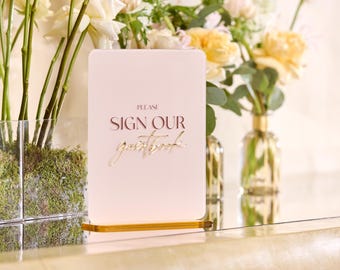 Set of 8x10 Acrylic Small Signs - 3D Gold Mirror Acrylic Signs - Guest book, Cards & Gifts, In Loving Memory Wedding Decor