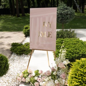 Cartello di benvenuto per matrimonio con nomi a specchio - Cartello per matrimonio in acrilico personalizzato - Cartello per ricevimento personalizzato - Cartello per cerimonia con nome a specchio 3D