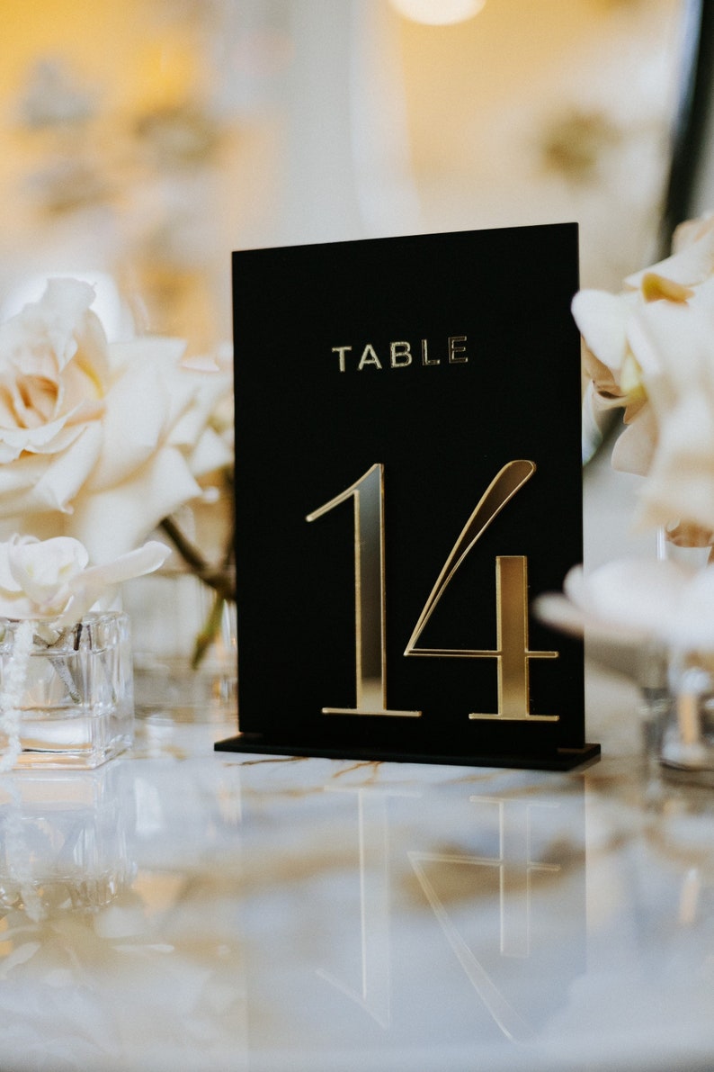 Black Wedding Table Numbers Modern Table Signs for Wedding Etsy