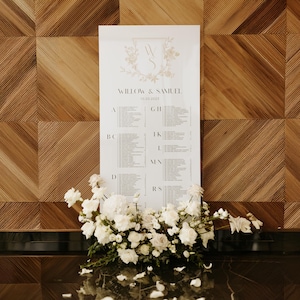 Wedding Seating Chart with Monogram - Custom Acrylic Sign - Wedding Seating Plan - Wedding Reception Signage - White Acrylic Seating Chart