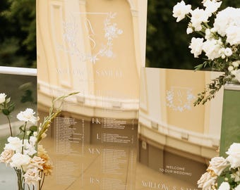 Gold Mirror Acrylic Wedding Signs - Seating Chart Sign and Wedding Welcome Sign  - Wedding Seating Plan - Custom Acrylic Sign