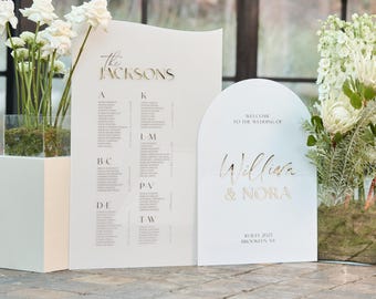 Hochzeit Schilder Bundle, Willkommensschild und Sitzplan Set - Acryl Sitzplan - Empfang Willkommensschild und Tischzuordnungsschild