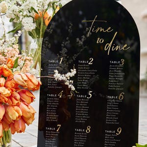 Arched Black Acrylic Wedding Seating Chart - Minimalist Wedding Signs - Wedding Decor - Personalized Wedding Sign - Wedding Reception Decor