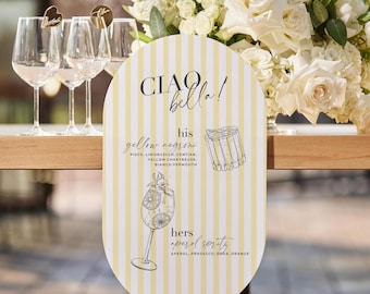 Floating Signature Drinks Sign - Yellow Lemon Theme Drink Sign - Italian Wedding Signs - Custom Acrylic Bar Sign - Personalized Bar Menu