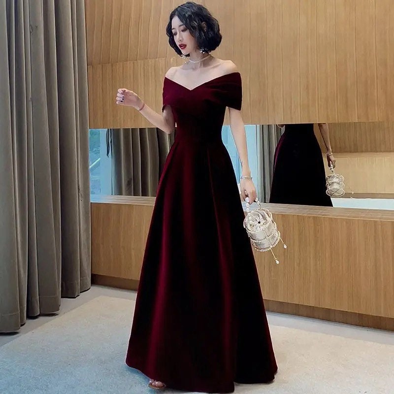 red velvet dress long