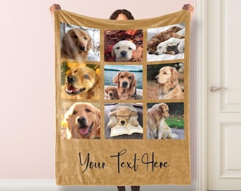 Manta polar con collage de fotos de perro personalizada, regalo conmemorativo personalizado para mascotas