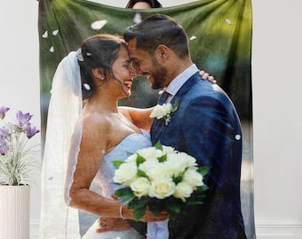 Manta con fotos de boda personalizada, regalo de luna de miel personalizado