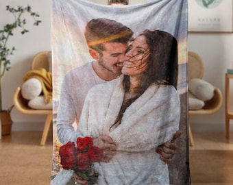 Manta polar con foto de pareja personalizada, regalo de aniversario personalizado