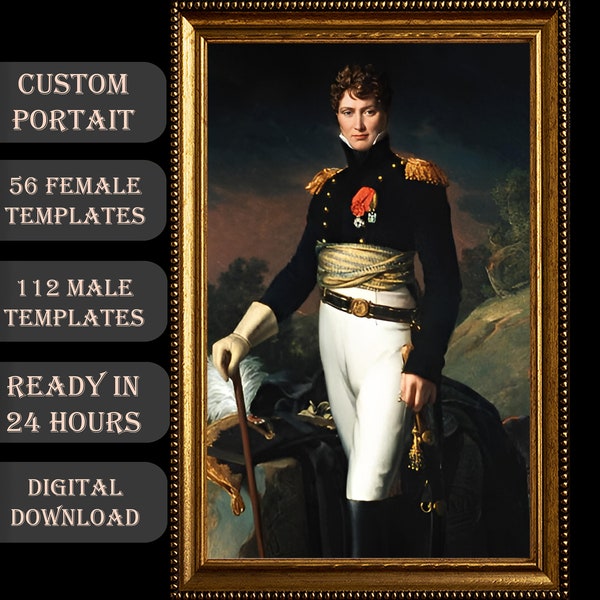 Custom Royal Portrait from Photo, Turn Me Royal, Renaissance Costume Men, Custom King And Queen Portrait, Historical Royal Portrait WoMan