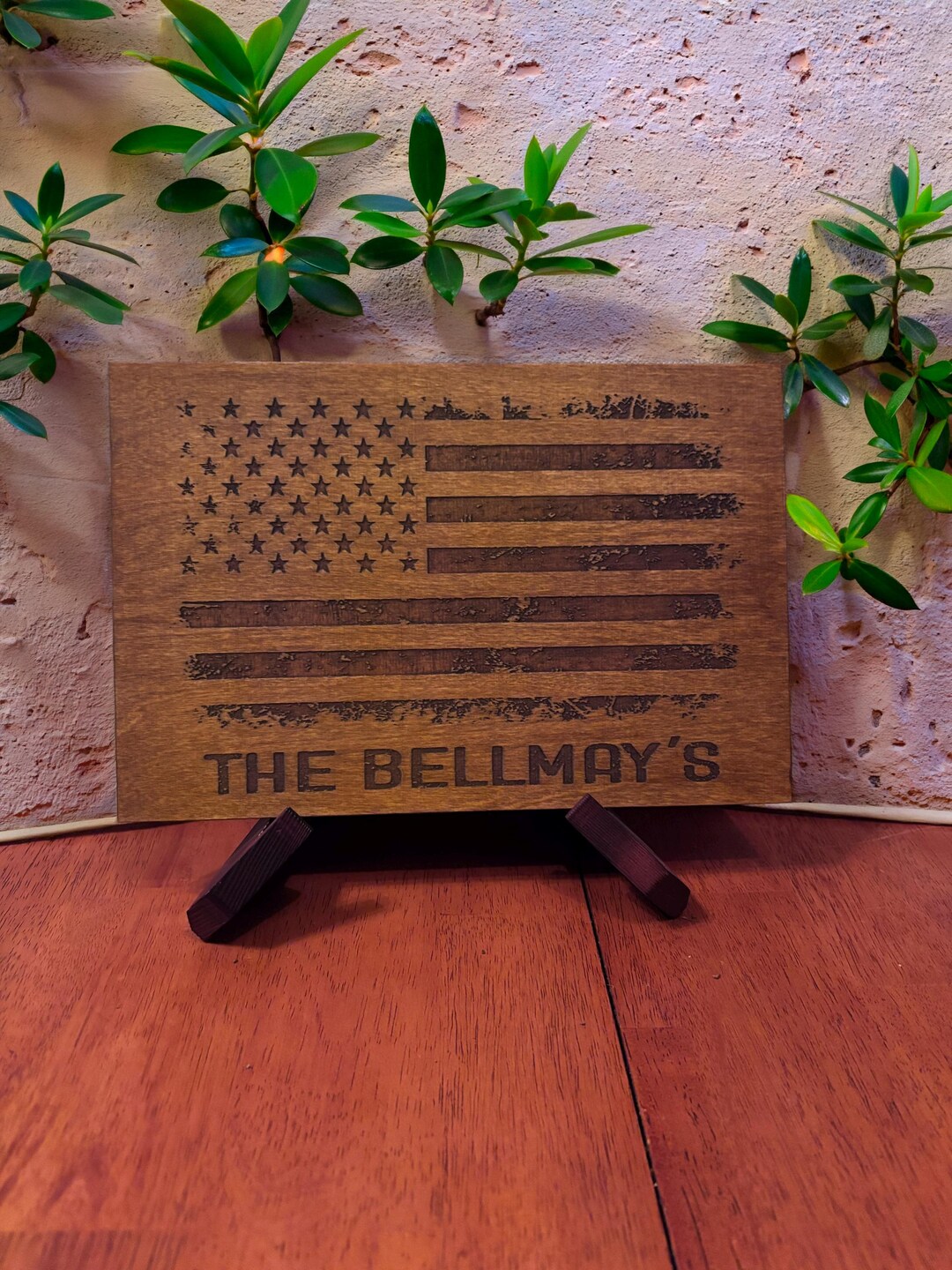 Personalized Engraved American Flag Wood Plaque - Etsy