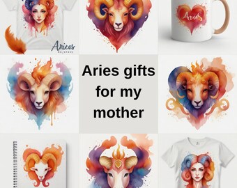 Mother's Day Gift Aries Zodiac Special Watercolor Design | Unique Gift for Mother's Day: Watercolor Design for Aries Moms