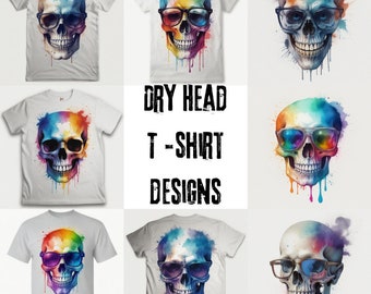Watercolor Skull T-Shirts: Vibrant and Unique Collection with Over 100 Skull Designs!