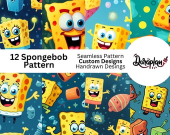 Spongeman Pattern | Seamless Patterns | Digital Download | Scrapbooking | Printable Patterns | Commercial Use | Spongeman, Sponge Funny, Kid