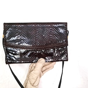 Vintage 50s 60s Clutch Leather Snake Shoulder Bag