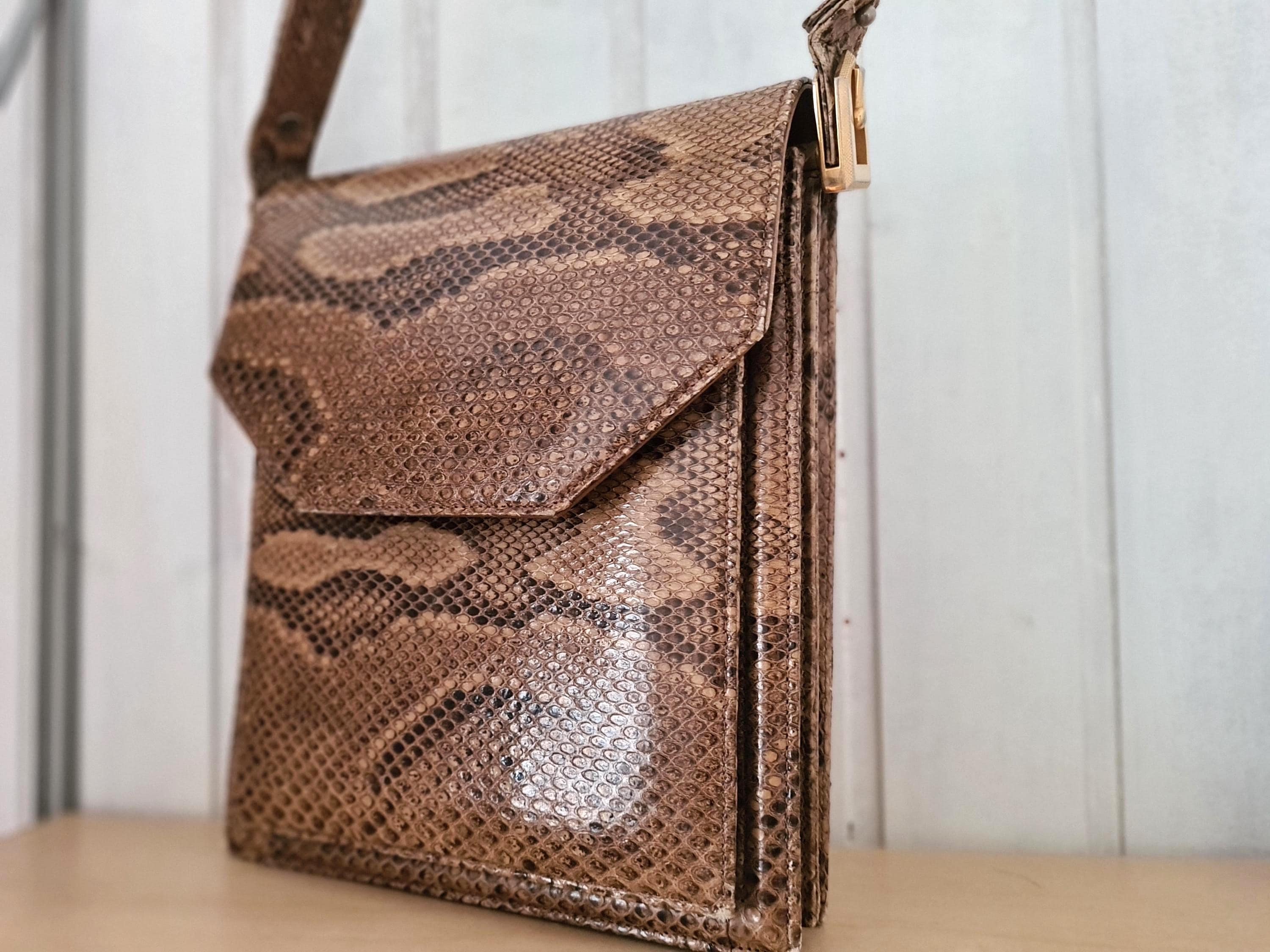 Sac à Main Vintage Style Années 40-50 - Couleur Marron, Taille Moyenne, Fermoir Cadre, Intérieur à Poches, Occasion