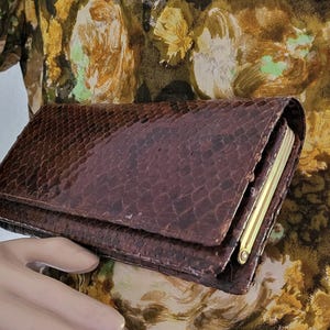 Pochette vintage Reptile des années 50, sac de soirée en cuir